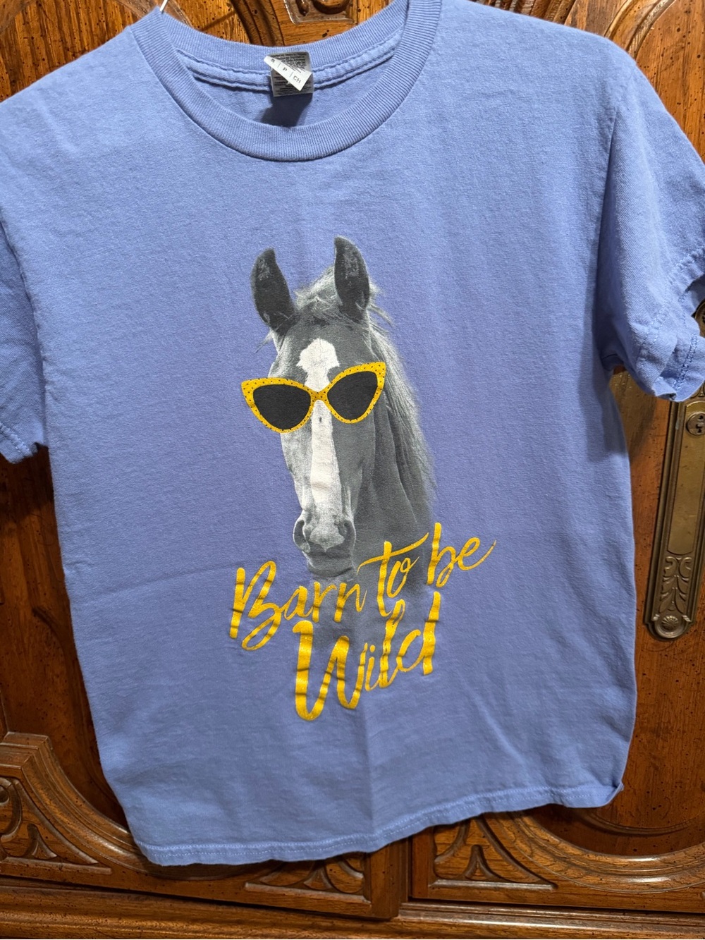 Girls Lavender 'Barn to be Wild' Horse Graphic Tee with Yellow Accents